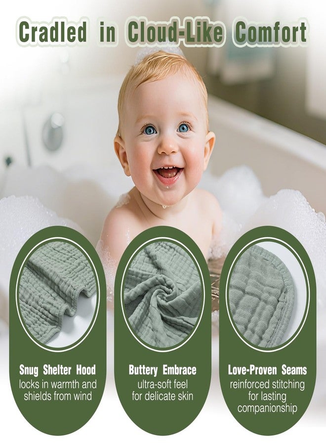 مناشف استحمام للأطفال حديثي الولادة من سيوزيو، عبوة من قطعتين، مصنوعة من القطن بنسبة 100%، مقاس 32 × 32 بوصة، منشفة استحمام للأطفال مع غطاء للرأس للأطفال الرضع والأطفال الصغار، ناعمة وماصة، ضرورية لحديثي الولادة (أخضر ورمادي). - Image 5